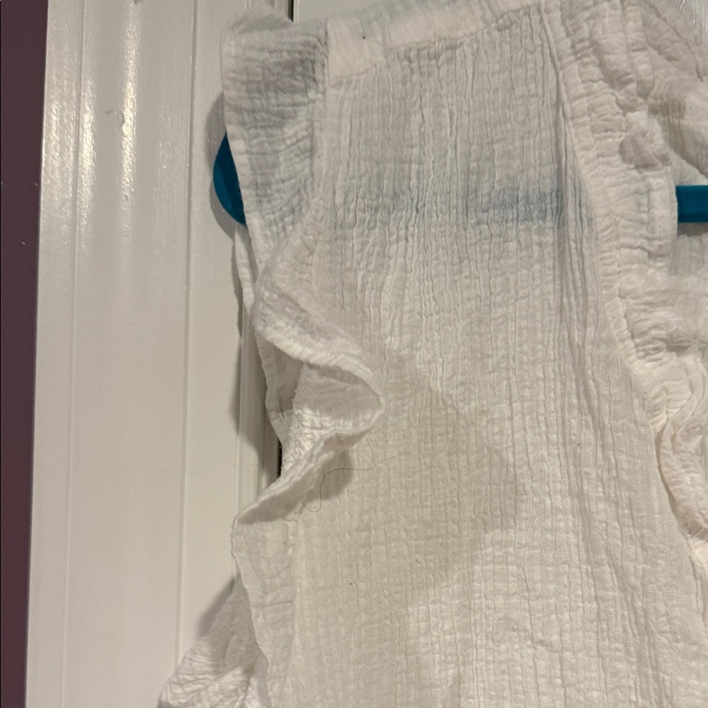 Dear John White Ruffled Button Down Shirt - Picture 4 of 4